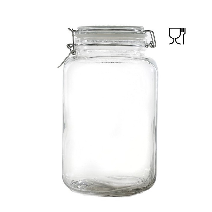 Glass jar with clip 550ml 15 x 15 h26 cm