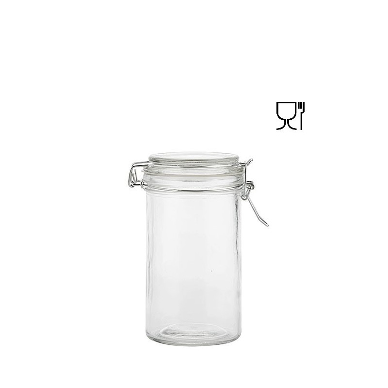 Barattolo cilindrico in vetro con clip v420 ml d7.8 h15 cm