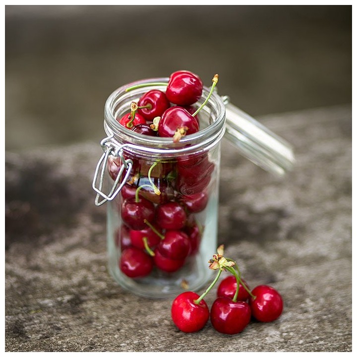 Cylindrical glass jar with clip 420ml d 7.8 h 15 cm