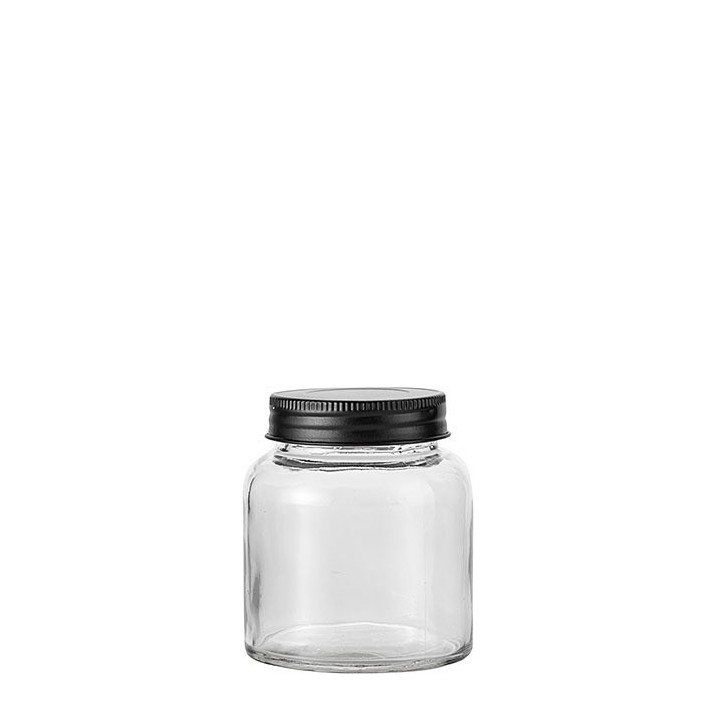 Barattolo vetro tappo latta nero opaco v200 ml d7.5 h8.7 cm