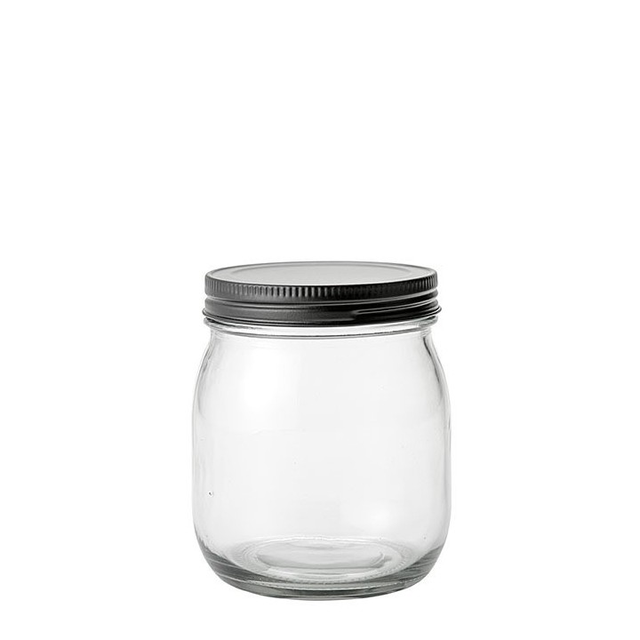 Glass jar with black tin-plated cap 600ml d10 h13 cm