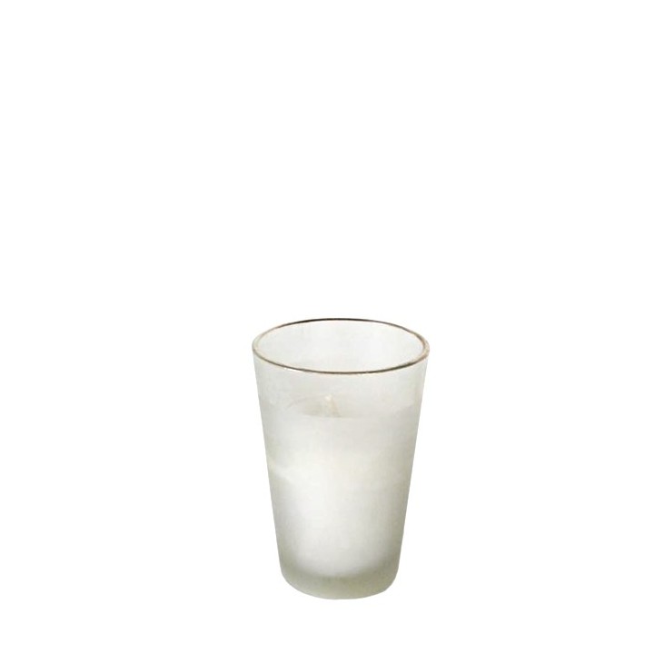 Candle in a glazed glass with golden edge d6 h9 cm