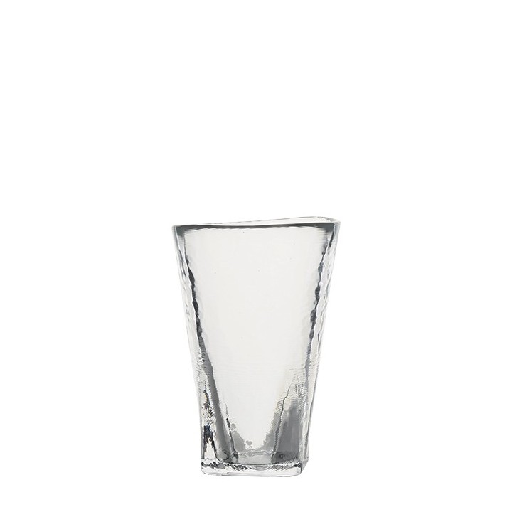 Verre a eau en verre transparent superficie irreguliere d8 h11 cm