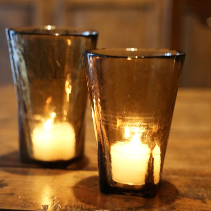 Bicchiere vetro spesso smoke uso alimentare o ptli d8.5 h13 cm