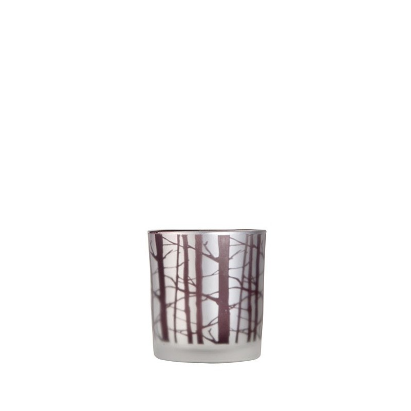 Bicchiere porta tealight con rami marroni d7.5 h8 cm