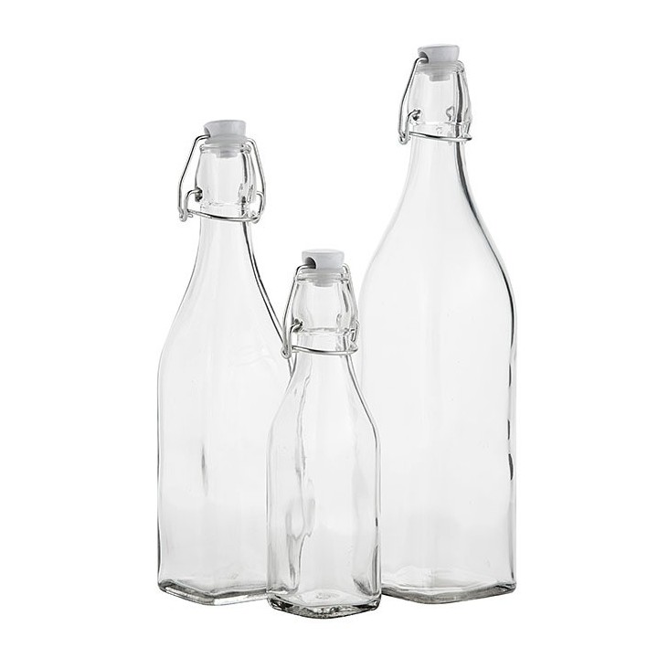 Bottiglia in vetro con tappo ermetico  v550ml 6.5 x 6.5 h27 cm