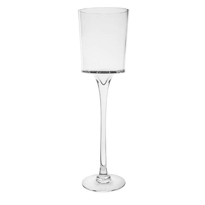 Glass candle holder vase with stem h60 cm