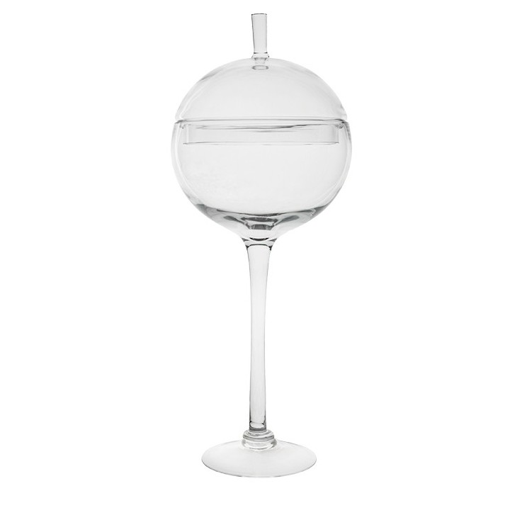 Vaso in vetro palla coperchio con gambo alto d20 h53 cm