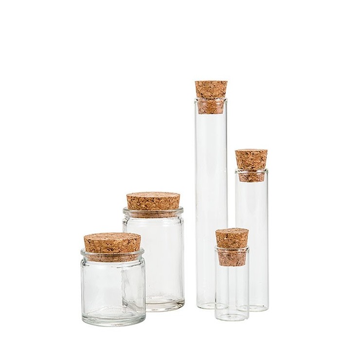 Fiole en verre avec bouchon en liege 10ml d2 h5 cm