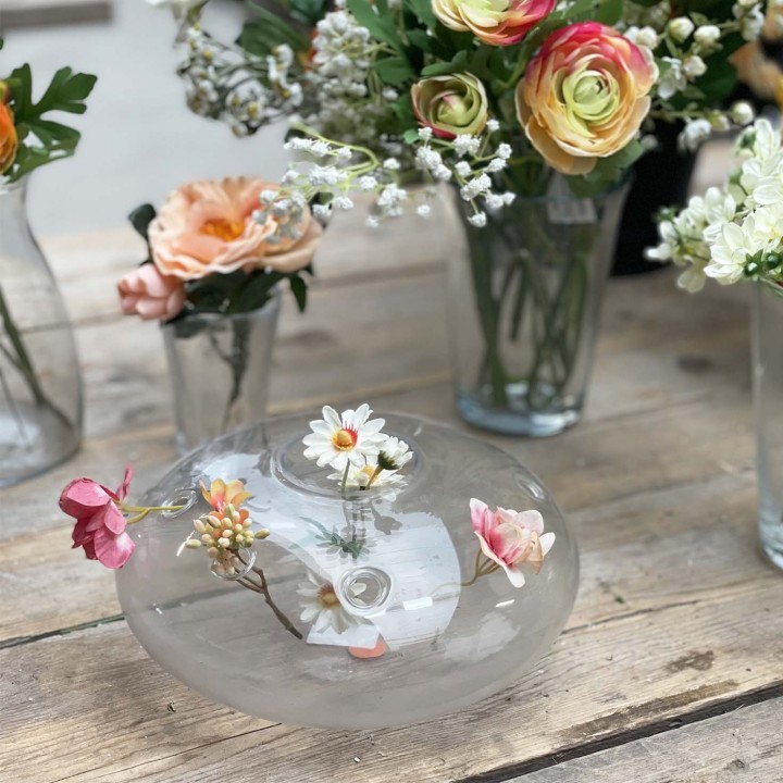 Vase en verre forme "ufo" avec 8 trous d26 h14 cm