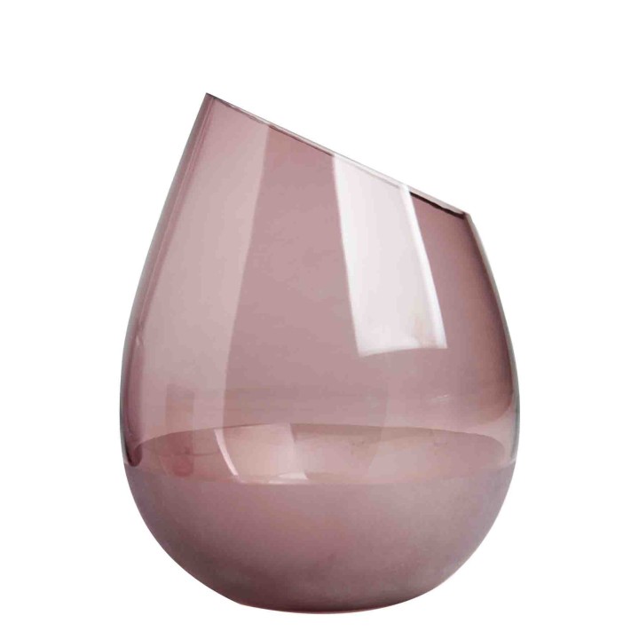 Vase en verre violet a forme d'oeuf d14 h18 cm
