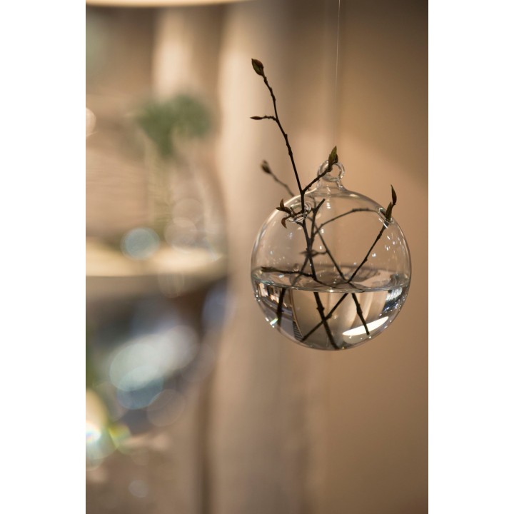Vaso sferico pensile 3 fori in vetro d10 cm