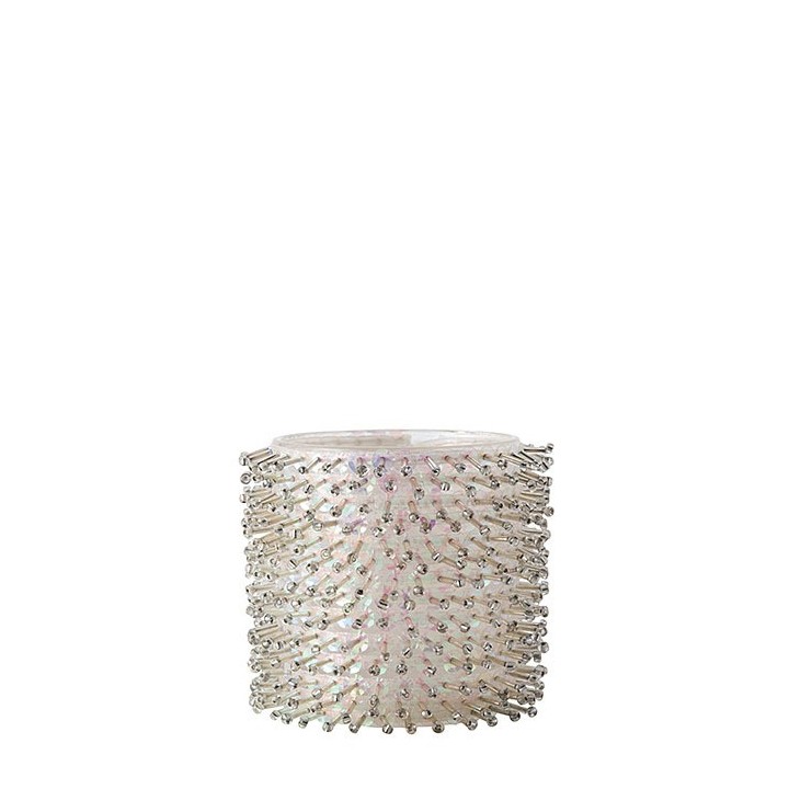 Verre porte-photophore modele blanc herisson d8.5 h8 cm