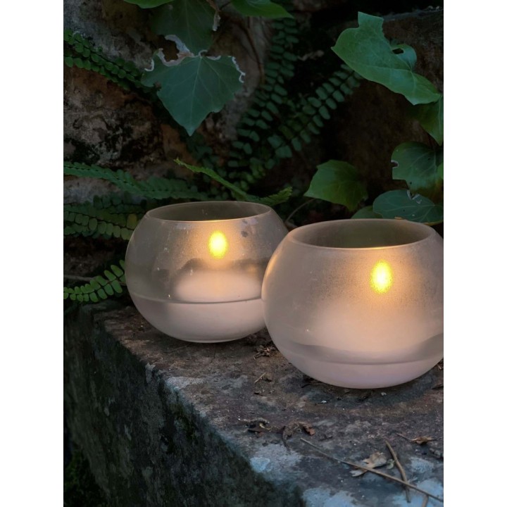 Mini bol porte-tealight en verre satine d7 h8 cm