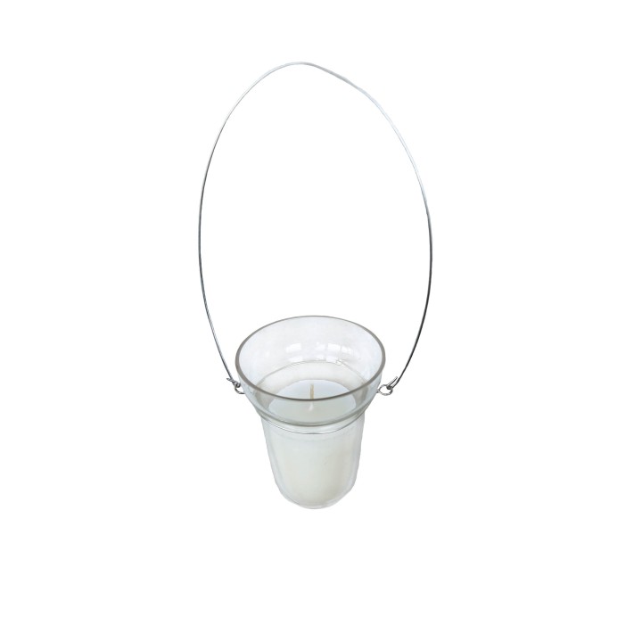 Hanging glass bell with scented candle