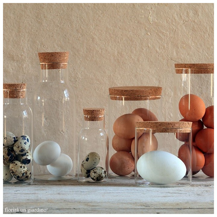 Bouteille en borosilicate avec bouchon en liege v700ml d8 h23 cm