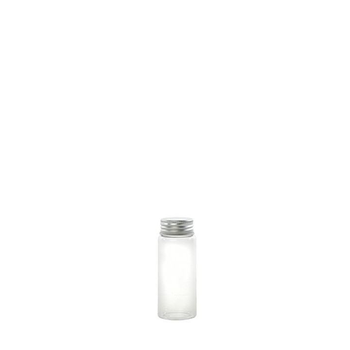Fiala in vetro borosilicato con tappo metal v50 ml d3.5 h9 cm