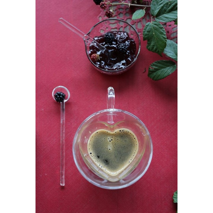Tasse a caffe en verre borosilicate coeur h7.5 cm
