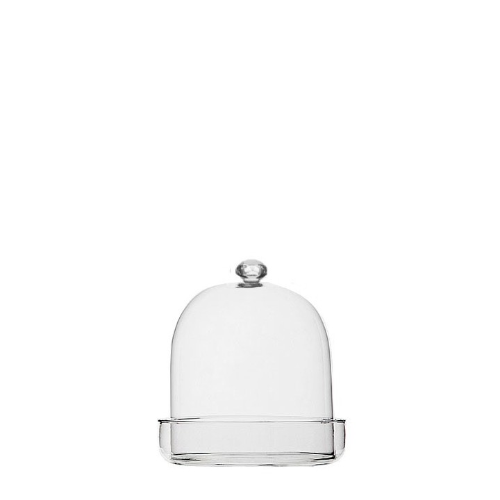 Cloche en verre avec diamante et base d 11 h12 cm