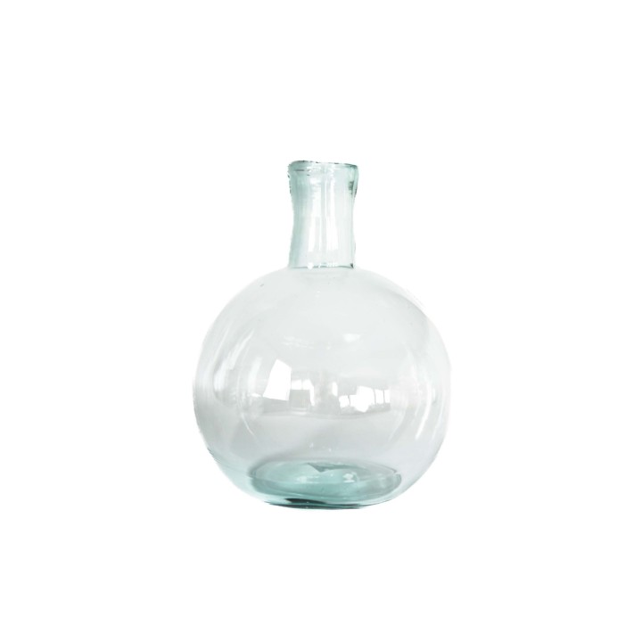 Handmade round shaped recycled glass vase d22 h31 cm