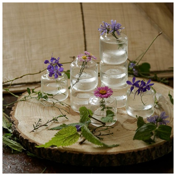 Set of 2 small glass stackable jar 5 cm