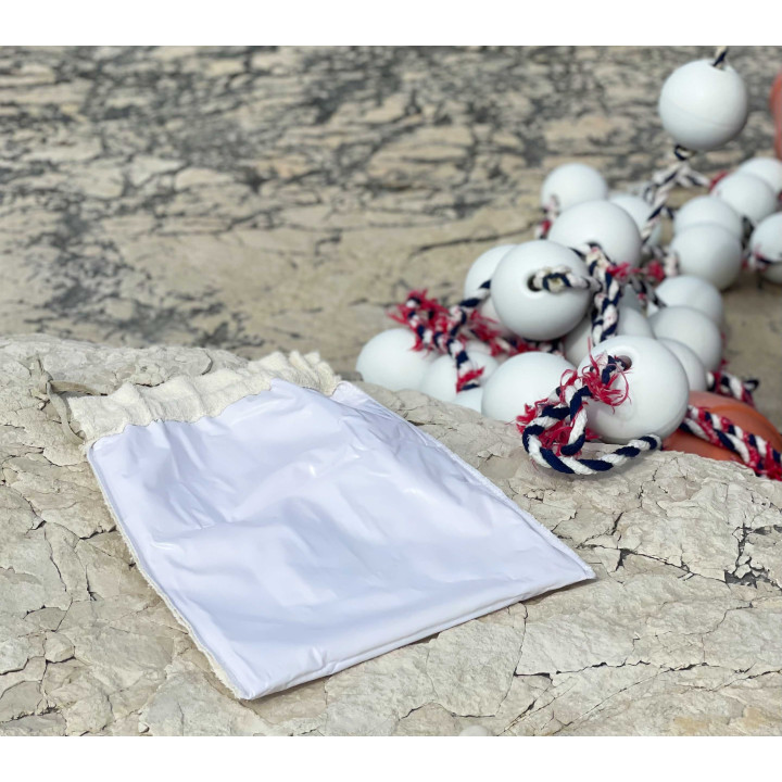 Sacco in spugna scritta "beach" interno impermeab 28 x 38 cm