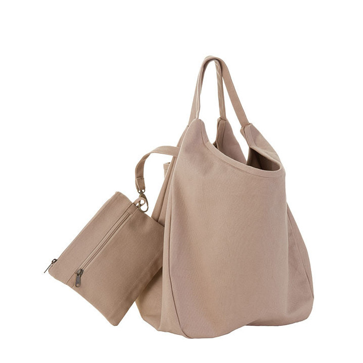 Sac en gros coton avec trousse coleur lin 38 x 22 h44 cm
