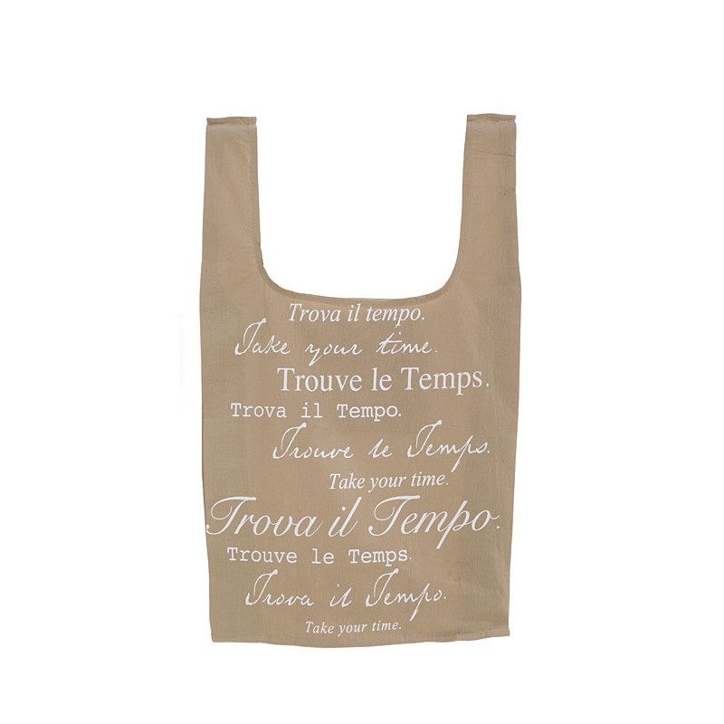 Sac repliable 100% coton "trouve le temps" 39 x 66 cm