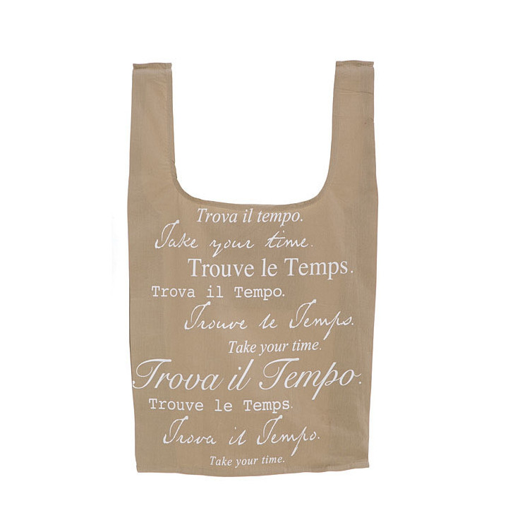 Sac repliable 100% coton "trouve le temps" 39 x 66 cm