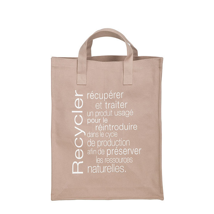 Sac en 100% coton et interieur en plastique rigide "recycler" 25x35 h45 cm