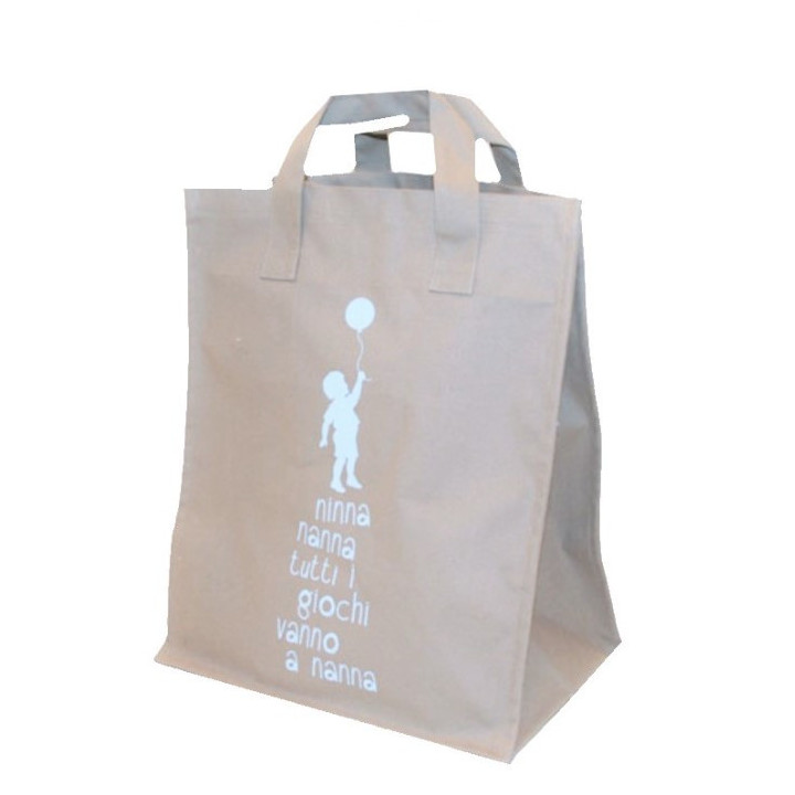 Sac en 100% coton avec interieur en plastique avec details en bleu