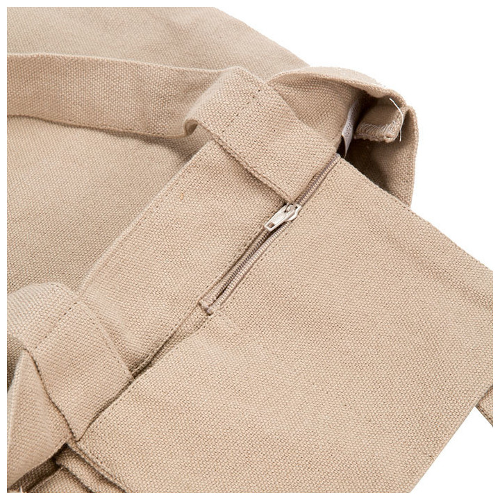 Borsa in 100% cotone 2 manici e tasche colore lino 28 x 36 cm