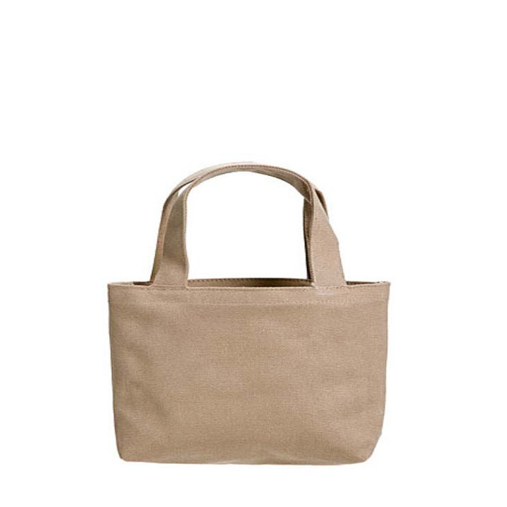 Sac rigide en 100% coton et interieur en plastique avec poignees couleur lin 21x6 h13 cm