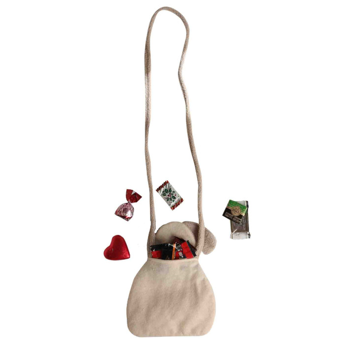 Borsa a tracolla a forma di gatto con topo h20 cm