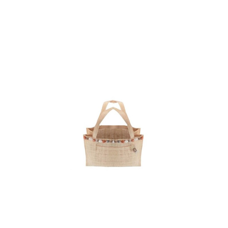 Raffia small bag with pocket and seashell decoration 17x12.5 h22cm