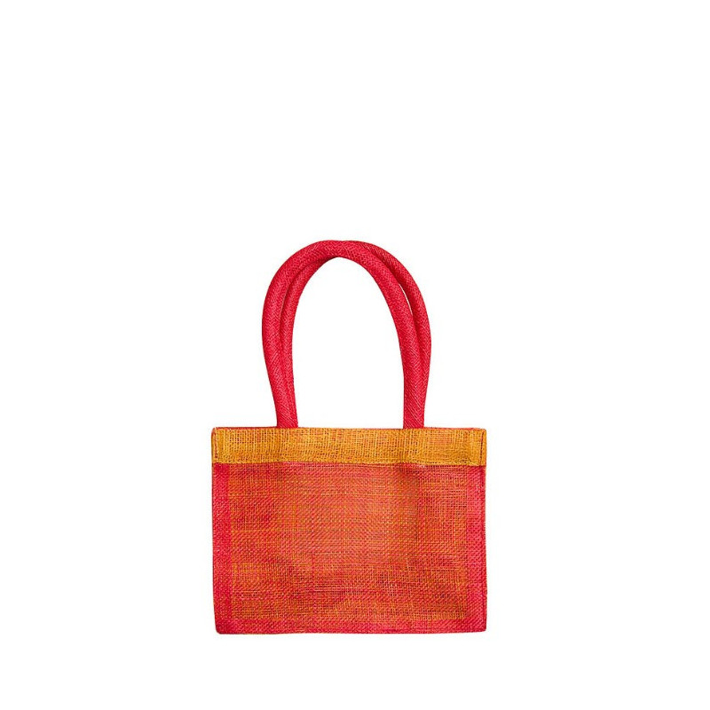 Borsina abaca arancione bordo giallo con velcro 19.5 x 15 x 10 cm