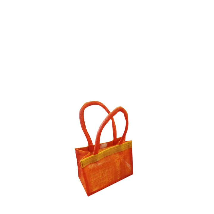 Small orange abaca bag with strap