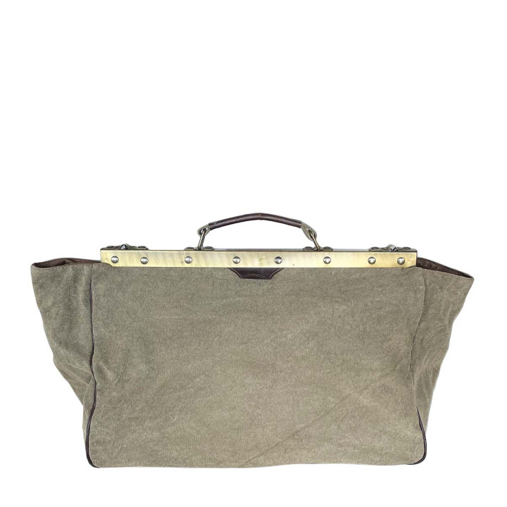 Olive green cotton travel bag second choice 50x24 h33 cm