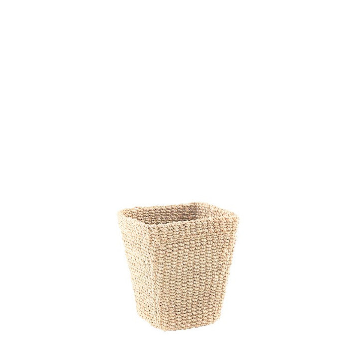 Cache-pot trapezoidal en abaca couleur creme 15 x 15 h17 cm