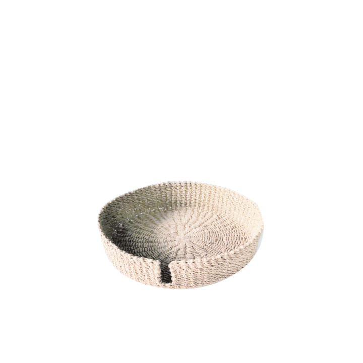 Round white abaca tray