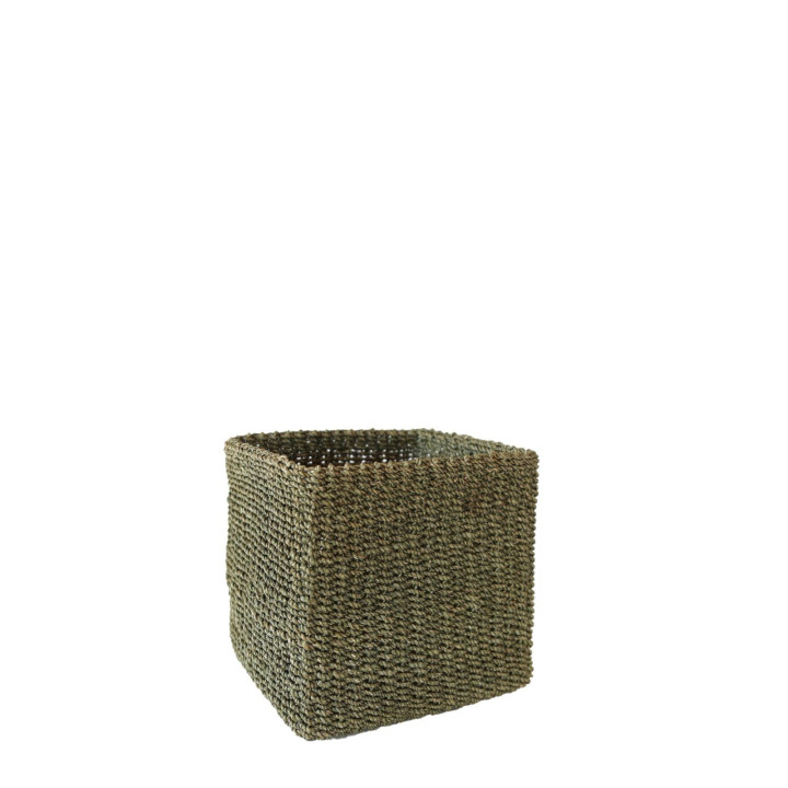Boite grande cubique en abaca couleur vert 19x19 h19 cm