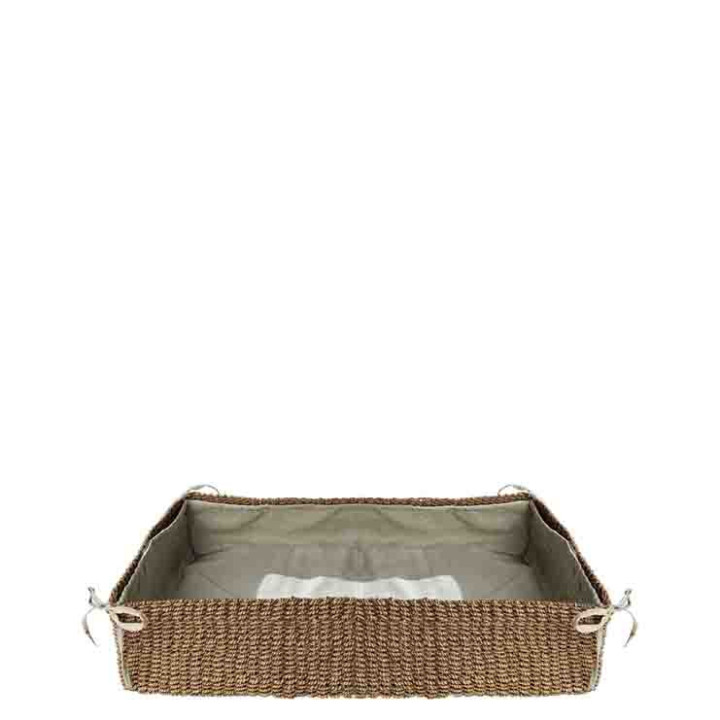 Panier en abaca avec housse couleur lin 58 x 44 h12 cm