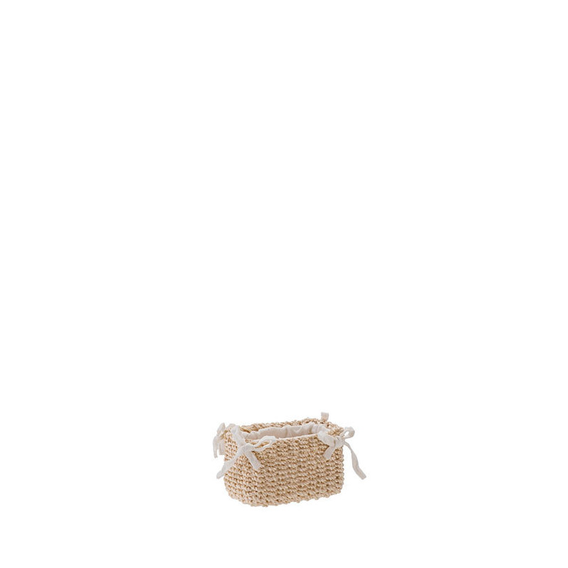 Petit panier en abaca avec noeuds 6 x 9 h6 cm