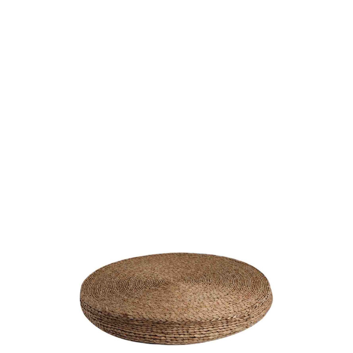 Coussin vintage en corde claire d59 h8 cm