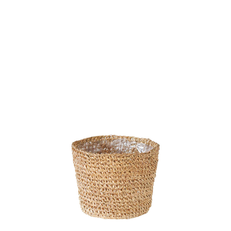 Cachepot crochet d'abaca interne en plastique