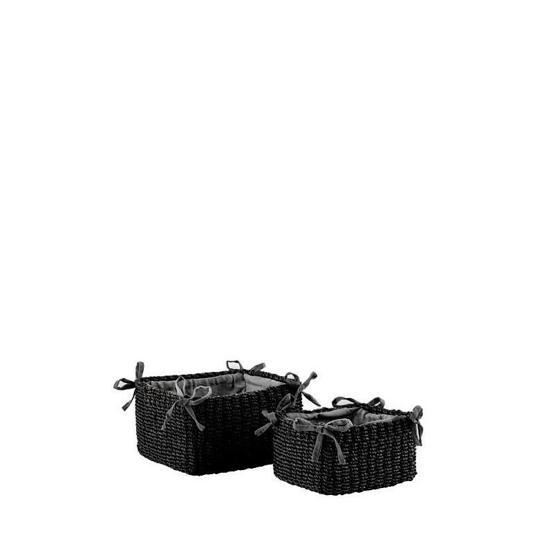 Set 2 abaca baskets 18x16 h10 cm with bows