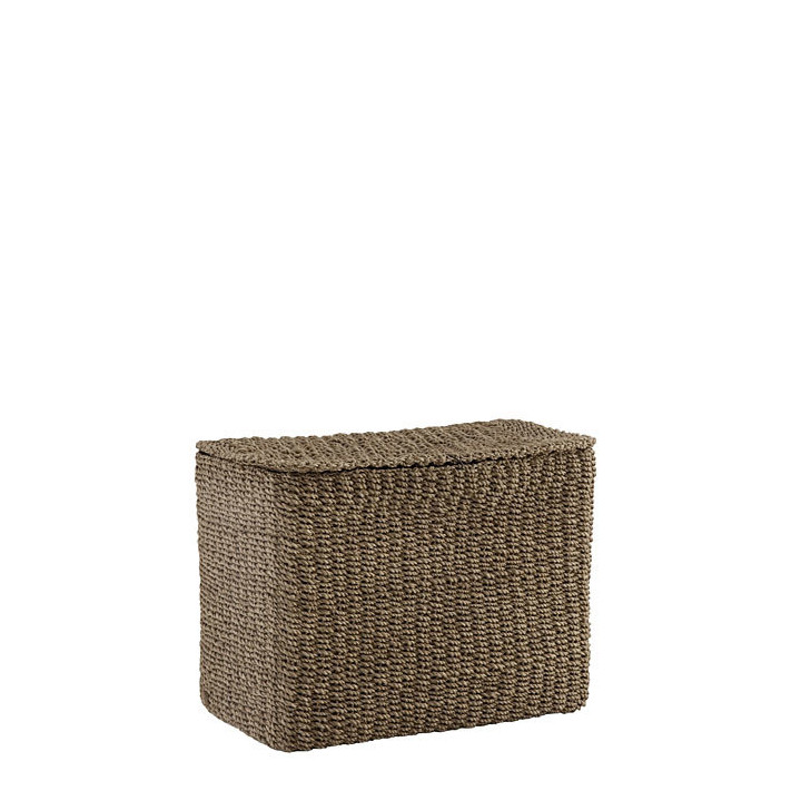 Scatola alta portaoggetti abaca lino e coperchio 28 x 18 h22 cm