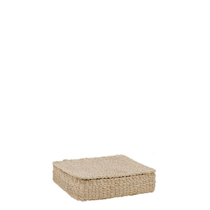 Scatola abaca con 3 scomparti e coperchio 26x26 h 7 cm