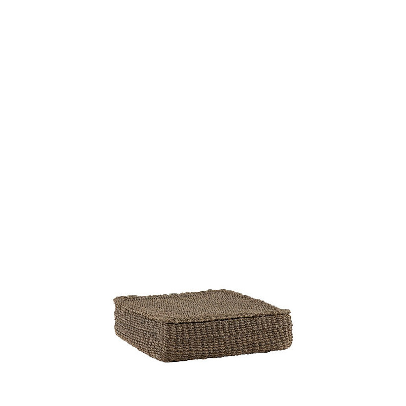 Boite en abaca 3 compartiments liee sur une cote couleur 26x26 h 7 cm