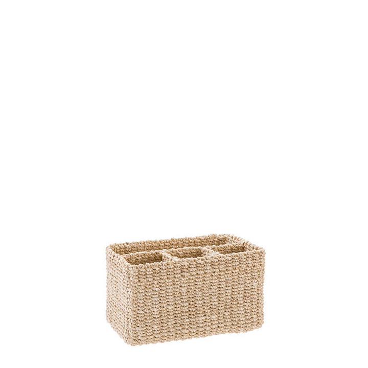 Panier en abaca 3+1 compartiments 21 x 14 h12 cm